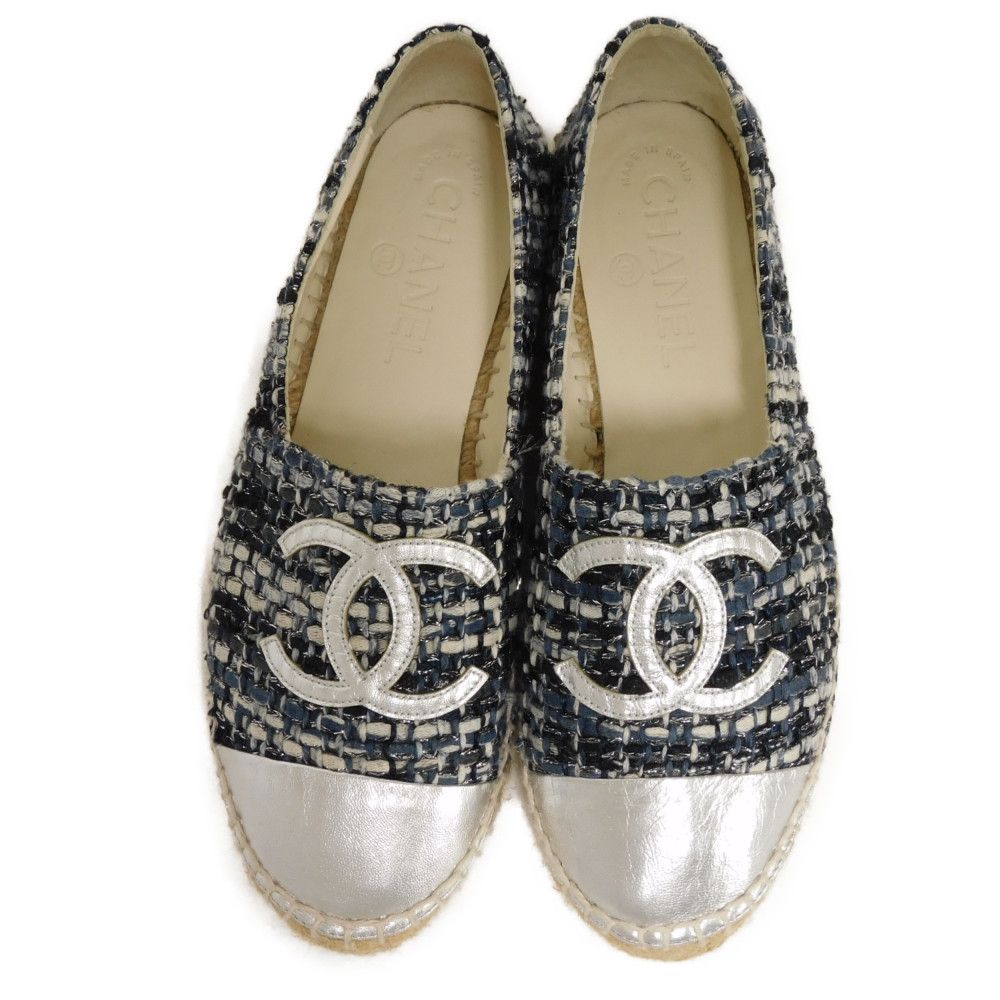 Chanel Slip-on tweed Navy CC mark COCO Handbag