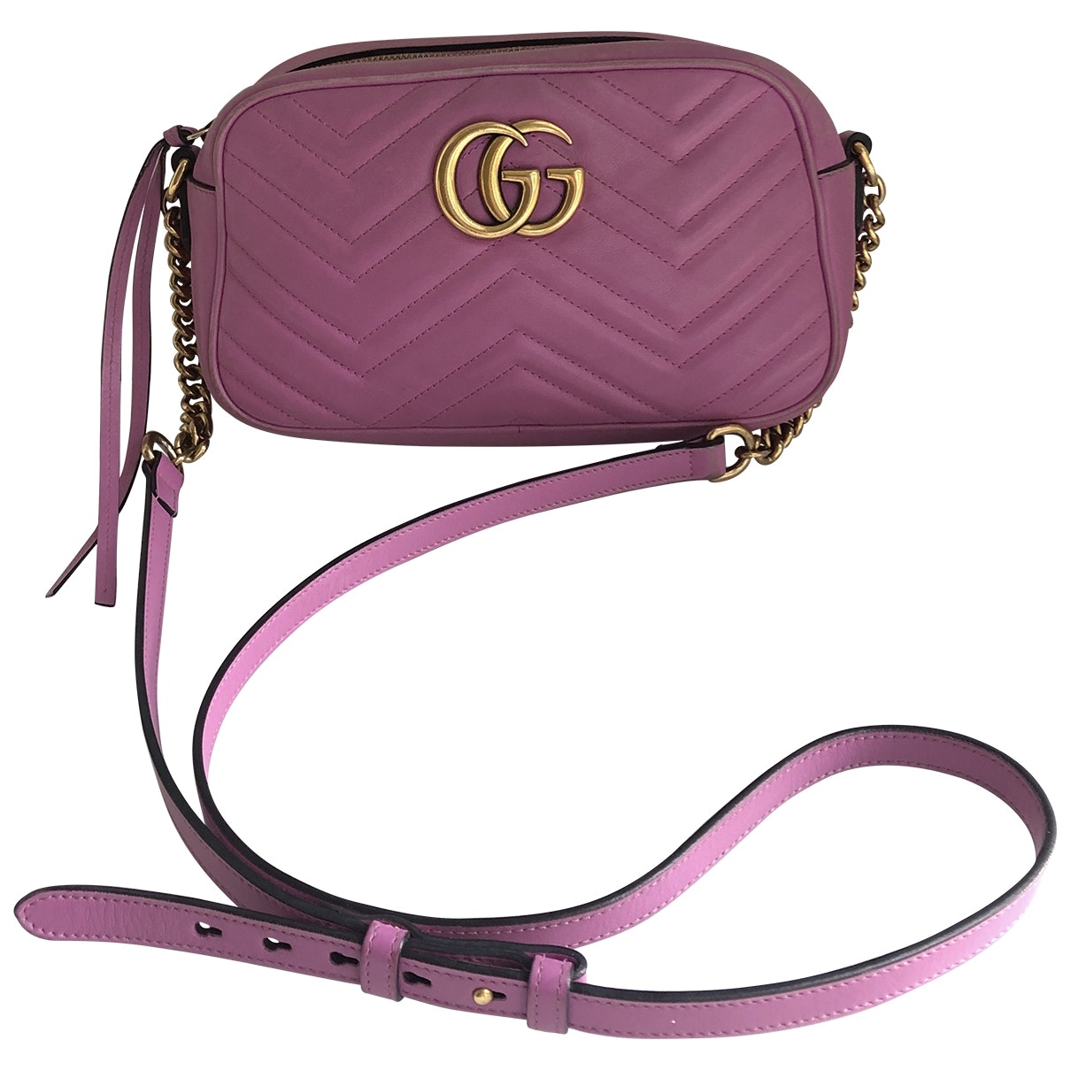 Gucci marmont pink leather handbag
