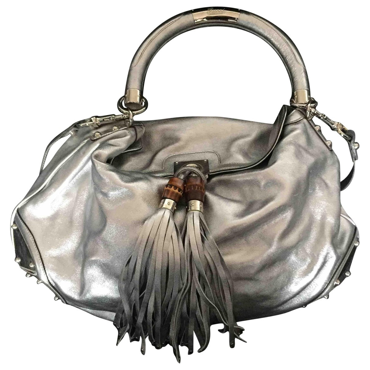 Gucci indy silver leather handbag