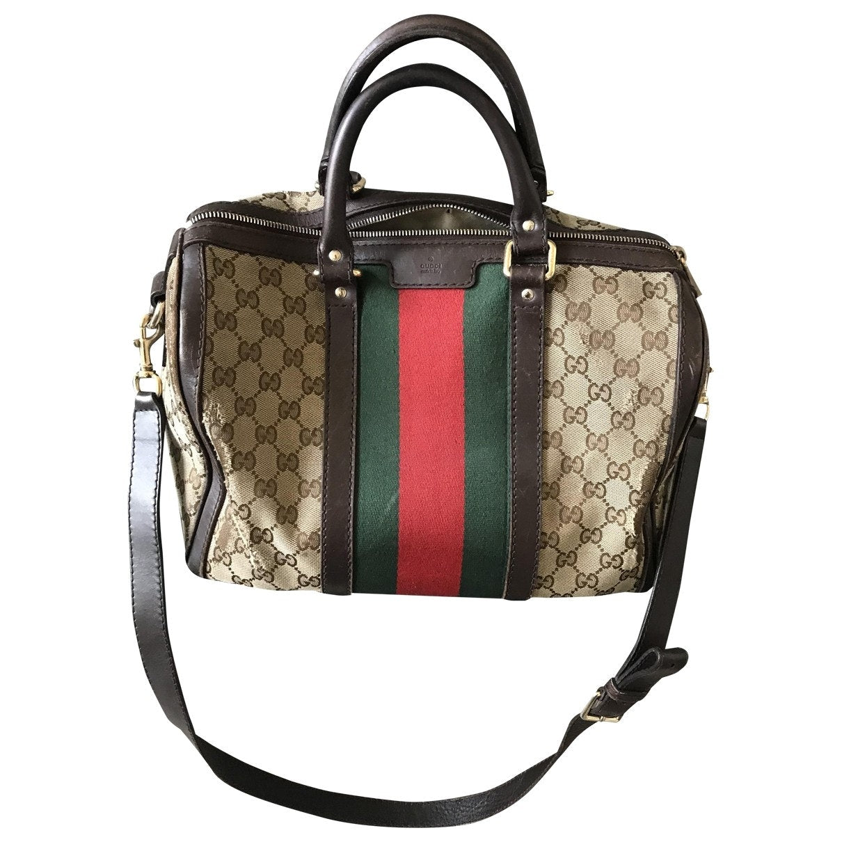 Gucci boston beige cloth handbag