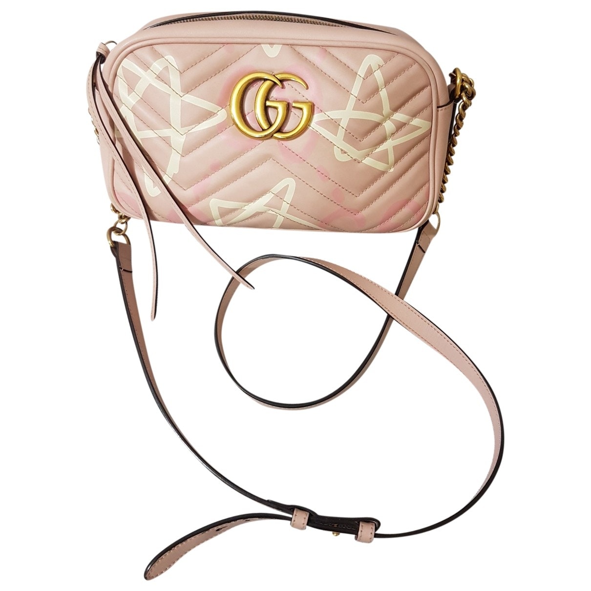 Gucci marmont pink leather handbag