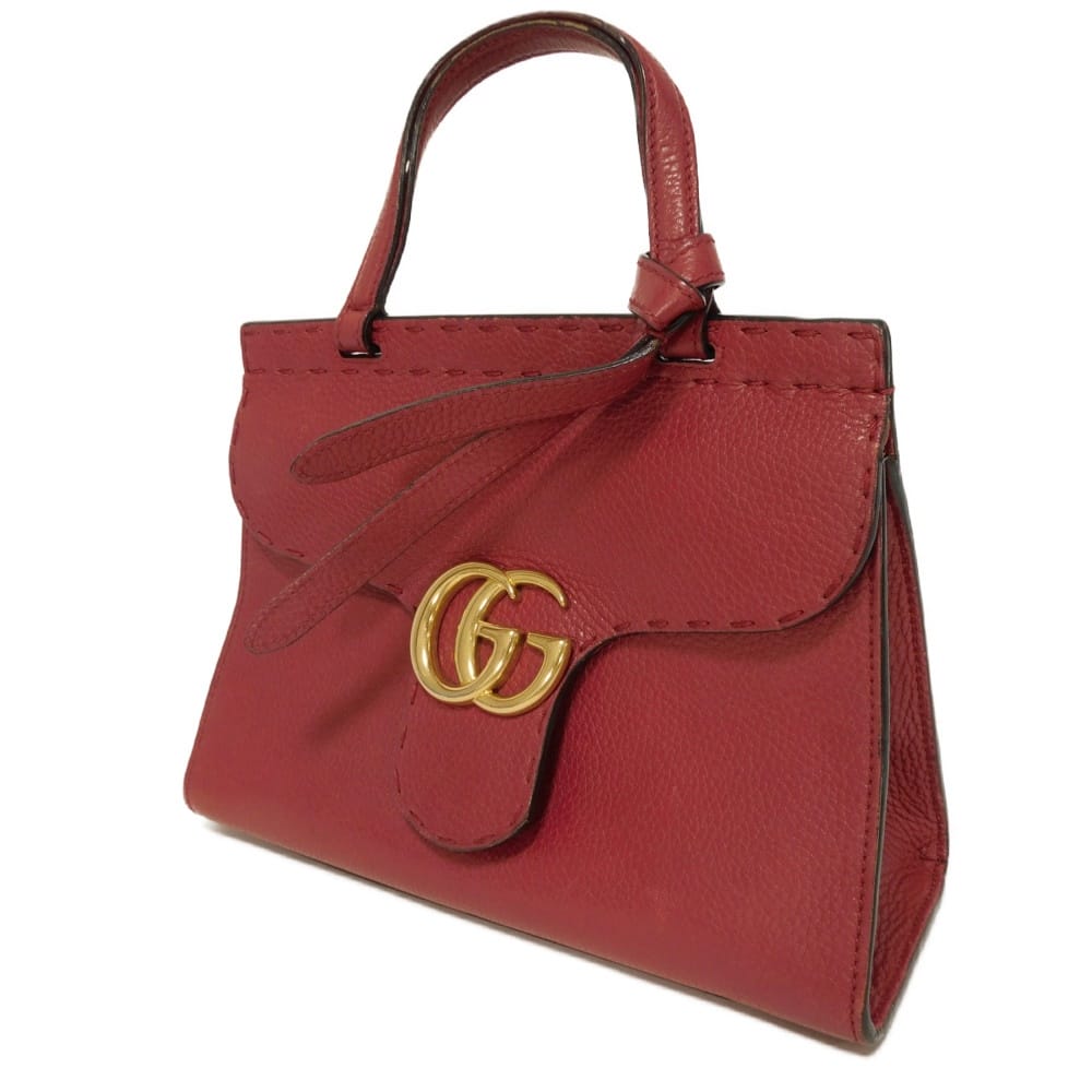 Gucci Marmont Embossed Calf 2Way Handbag Leather Travel Bag