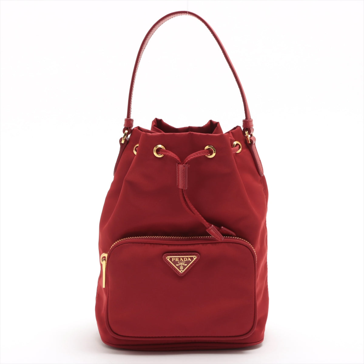 Prada Handbag Duet Re- Bag Nylon Red Bucket Bucket Bag