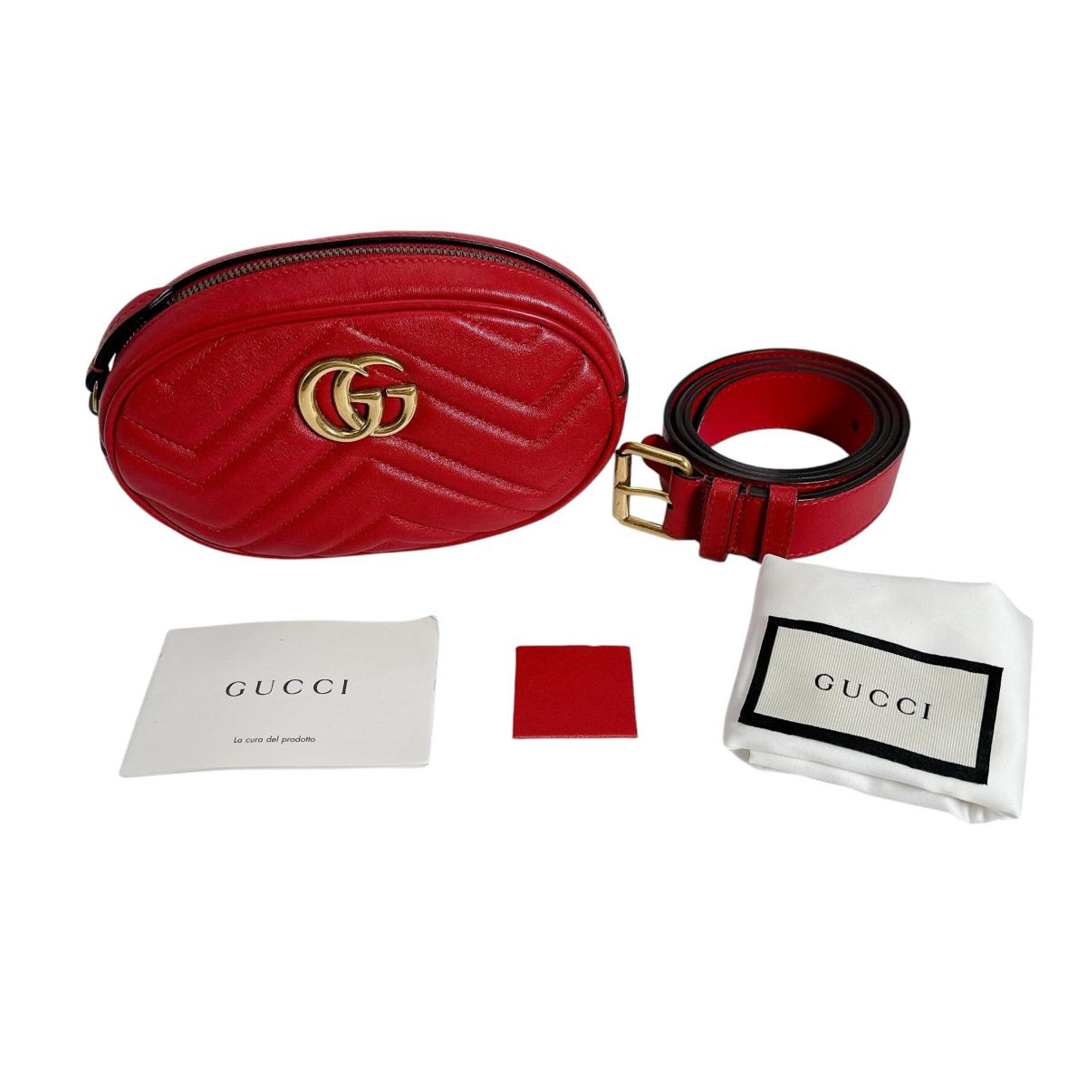 Gucci Sling Cowhide GG Marmont Red Handbag