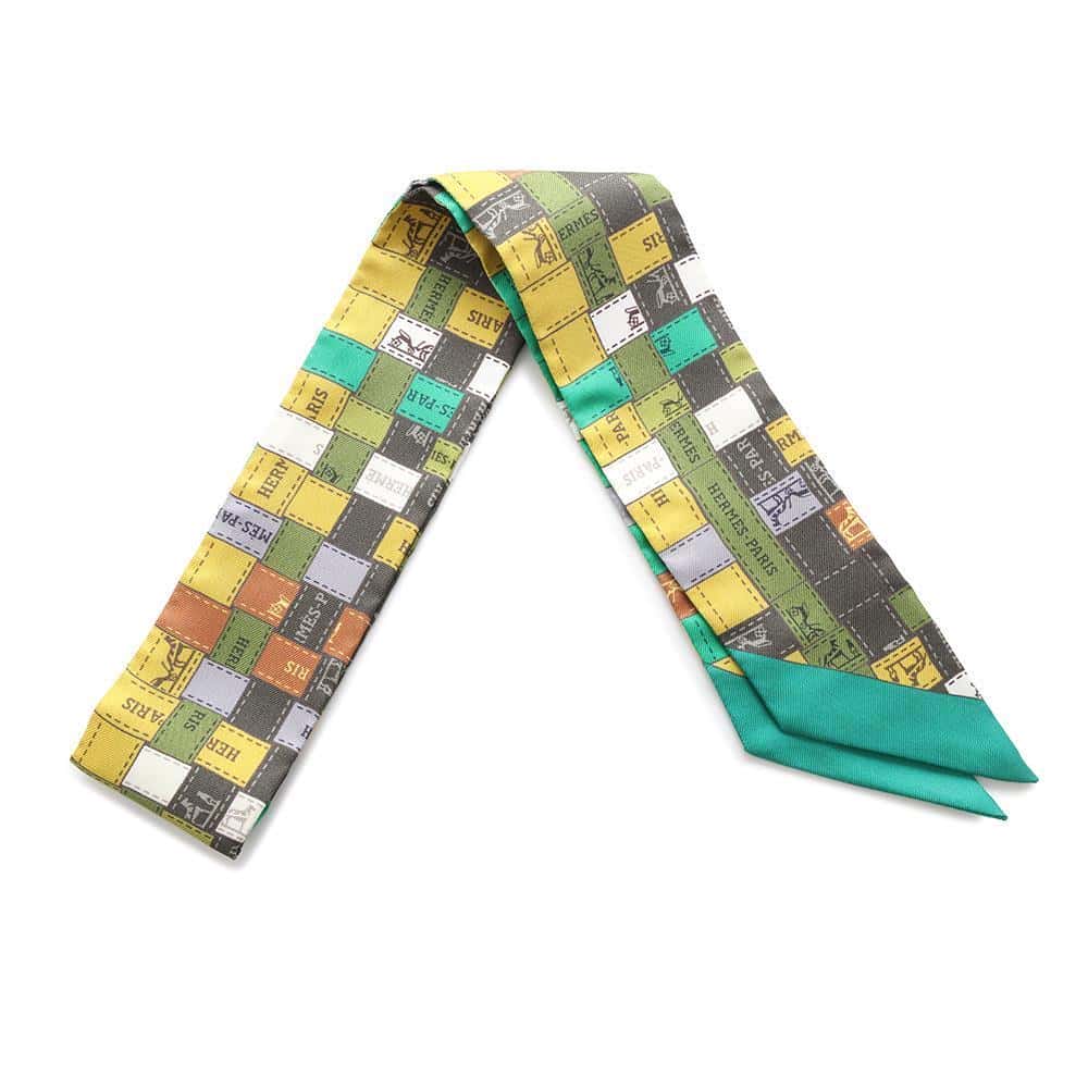 Twilly Bolduc Check Yellow Multicolor Silk Handbag Green Travel Bag
