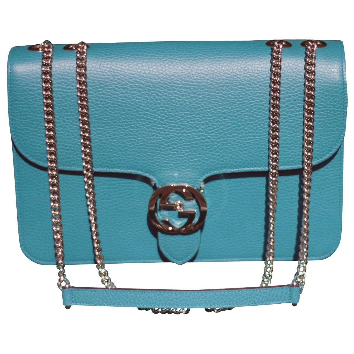 Gucci interlocking turquoise leather handbag