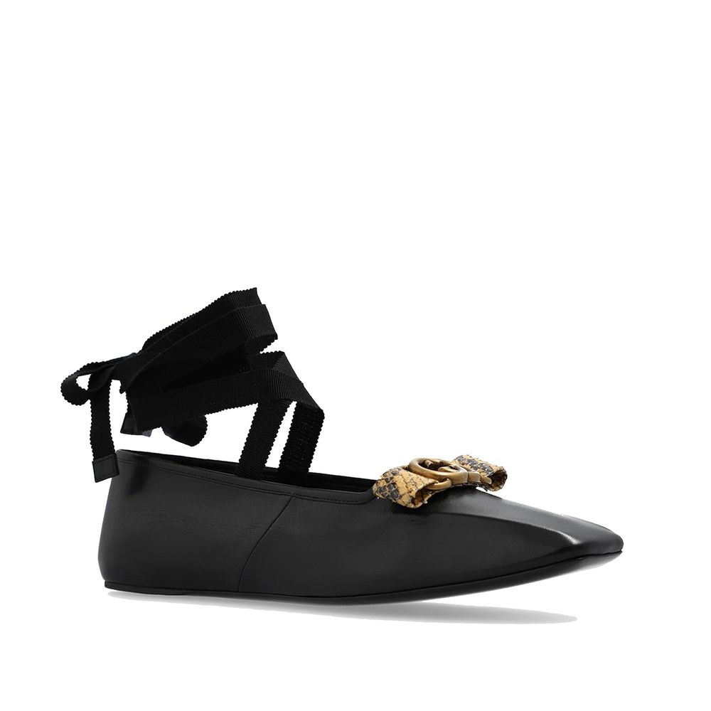 Gucci Black Calfskin Ballet Women's Flats