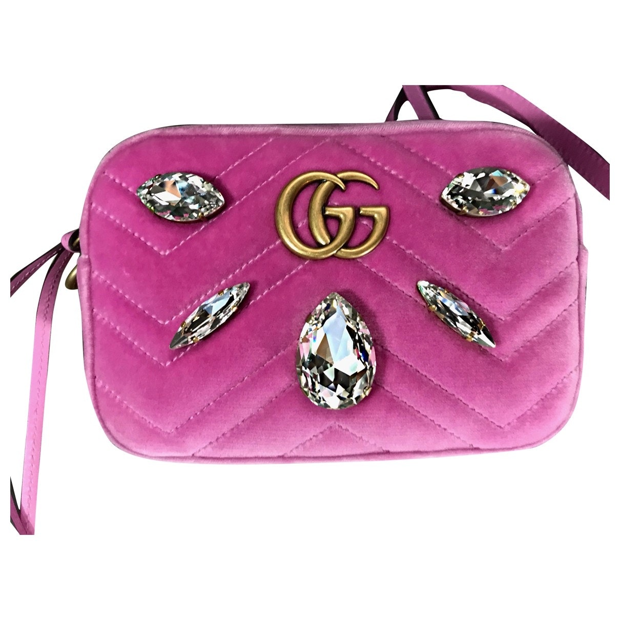 Gucci marmont pink velvet clutch bag
