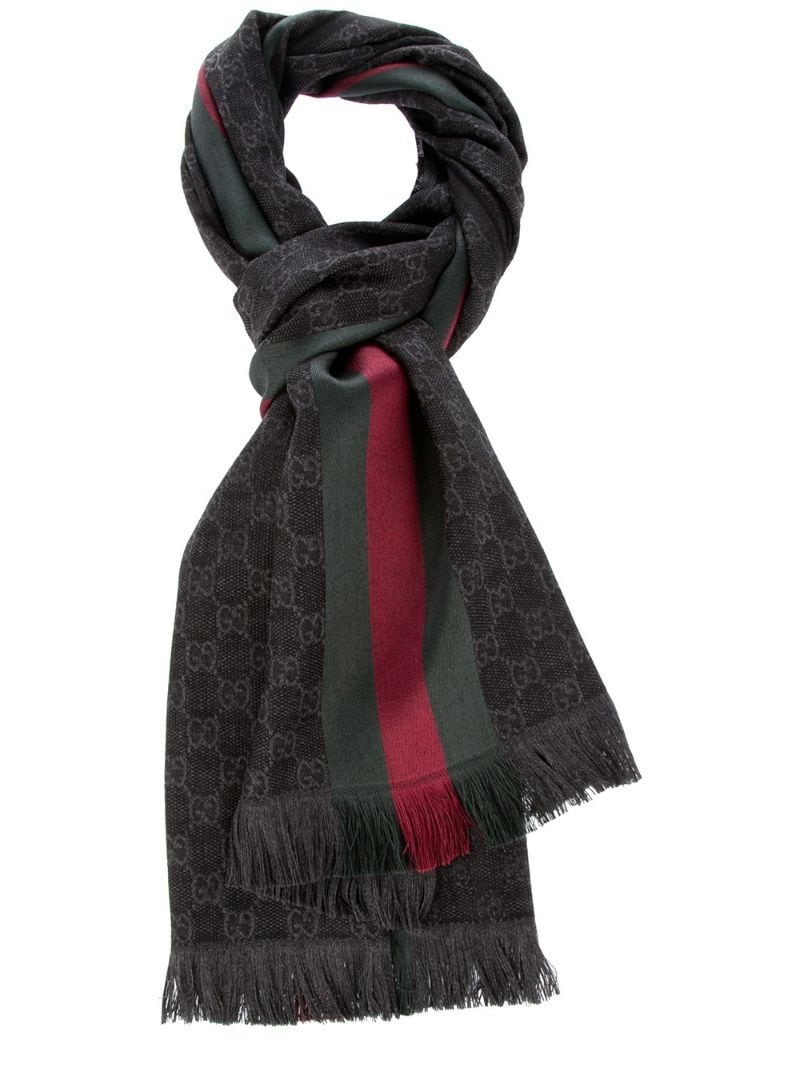 Gucci - jacquard GG Supreme scarf - men - Wool/Silk - One Size - Black