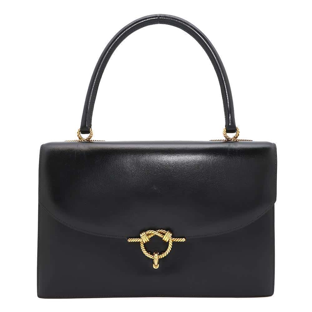 Cordrière Box Calf Handbag Leather Black Travel Bag