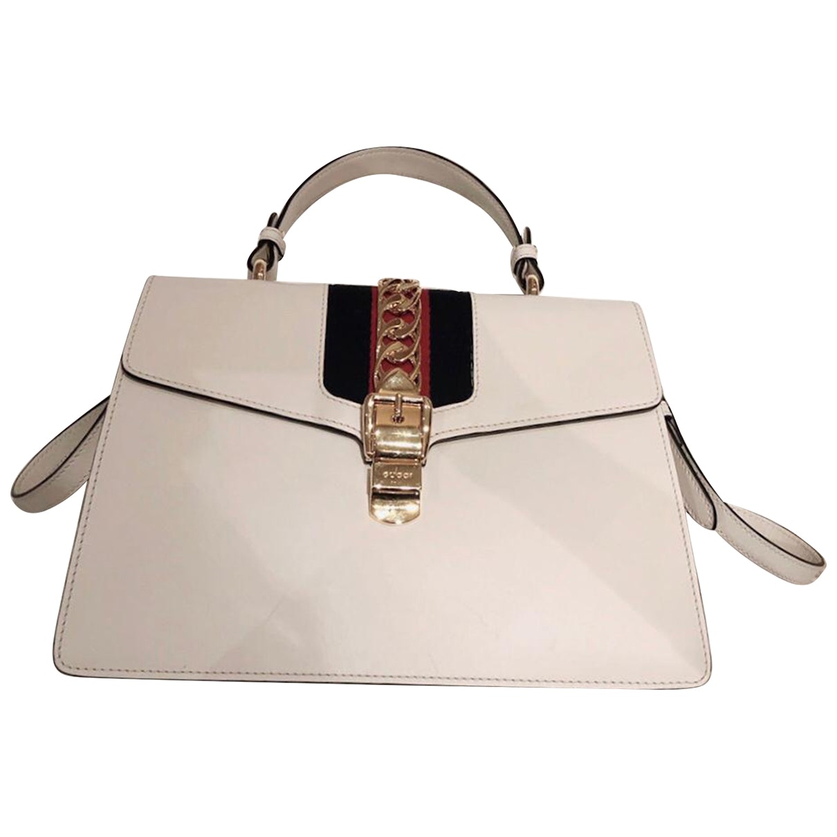 Gucci sylvie white leather handbag