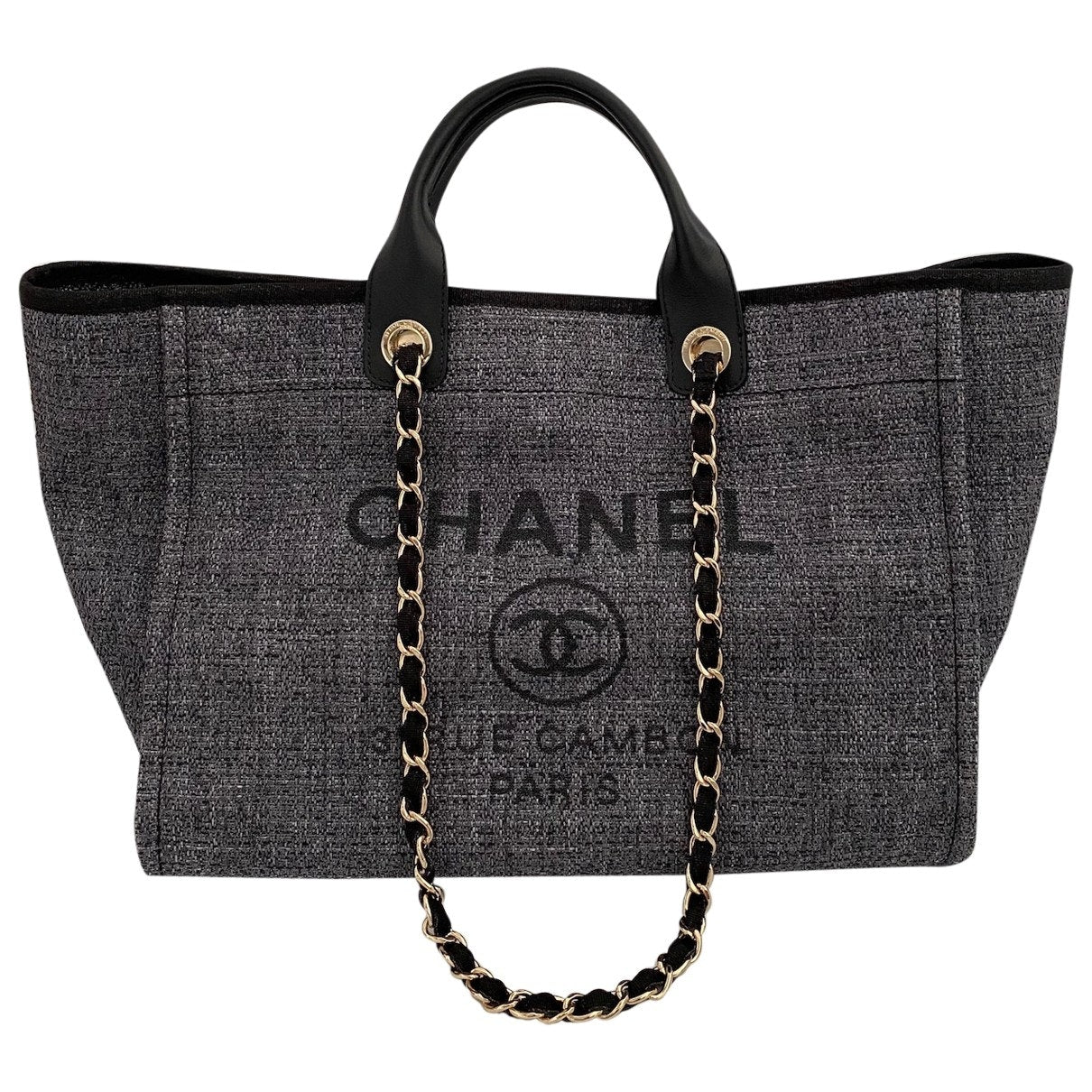 Chanel Deauville Grey Cloth Handbag