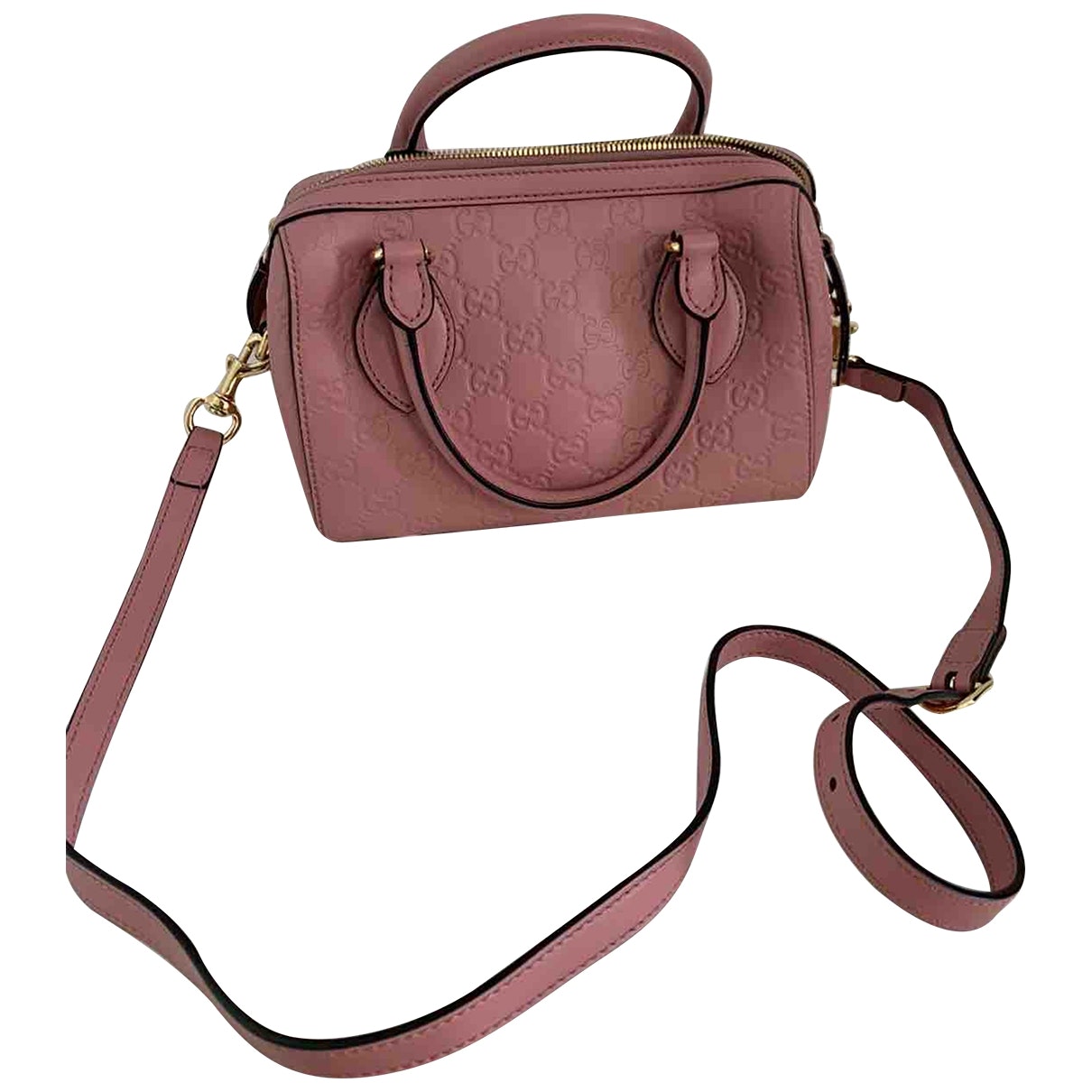 Gucci boston pink leather handbag