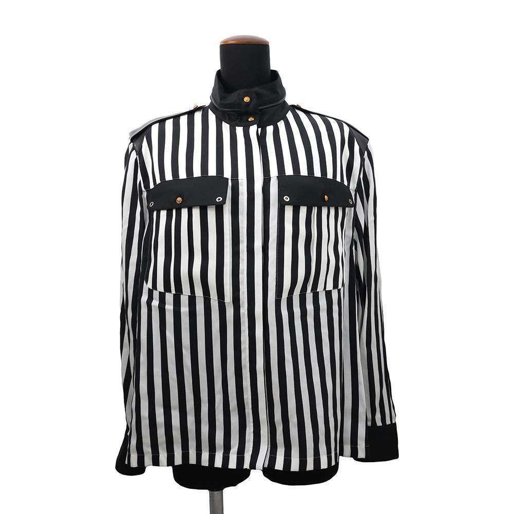 Louis Vuitton Lightning Stripe Ribbed Epaulate Shirt Black White Apparel
