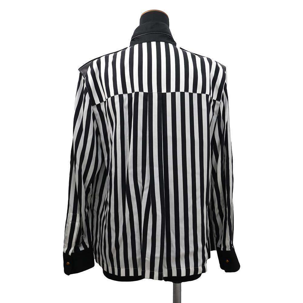 Louis Vuitton Lightning Stripe Ribbed Epaulate Shirt Black White Apparel