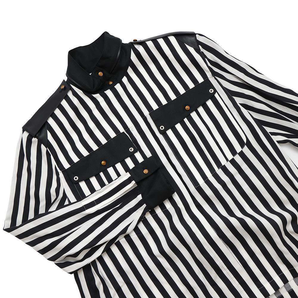 Louis Vuitton Lightning Stripe Ribbed Epaulate Shirt Black White Apparel