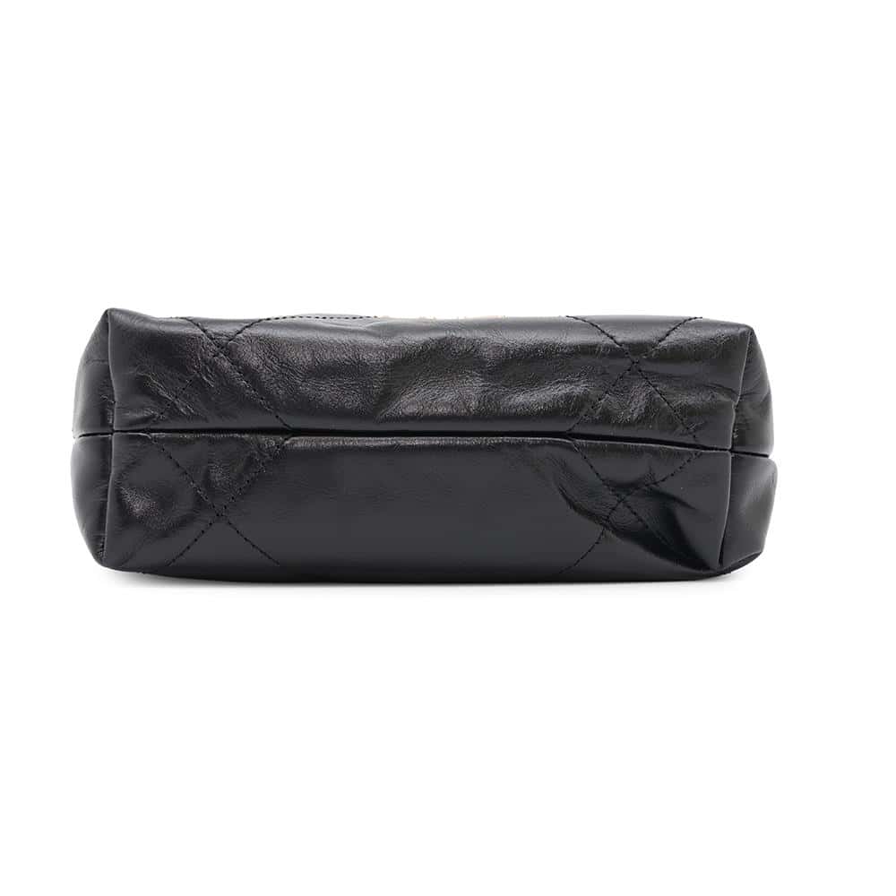 Chanel CHANEL22 Pearl Logo 2WAY BlackAS3980 Shiny Leather Shoulder Bag