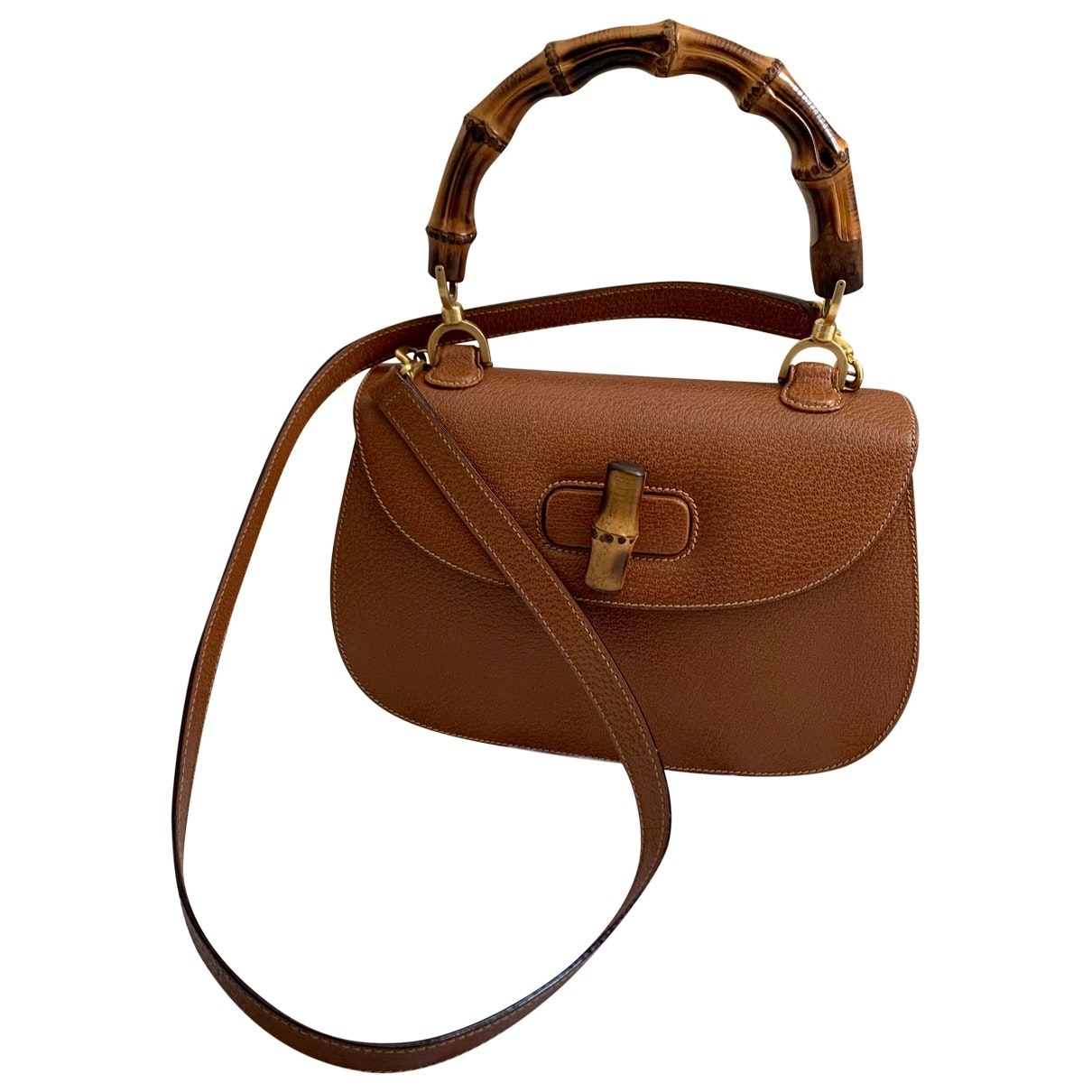 Gucci bamboo brown leather handbag