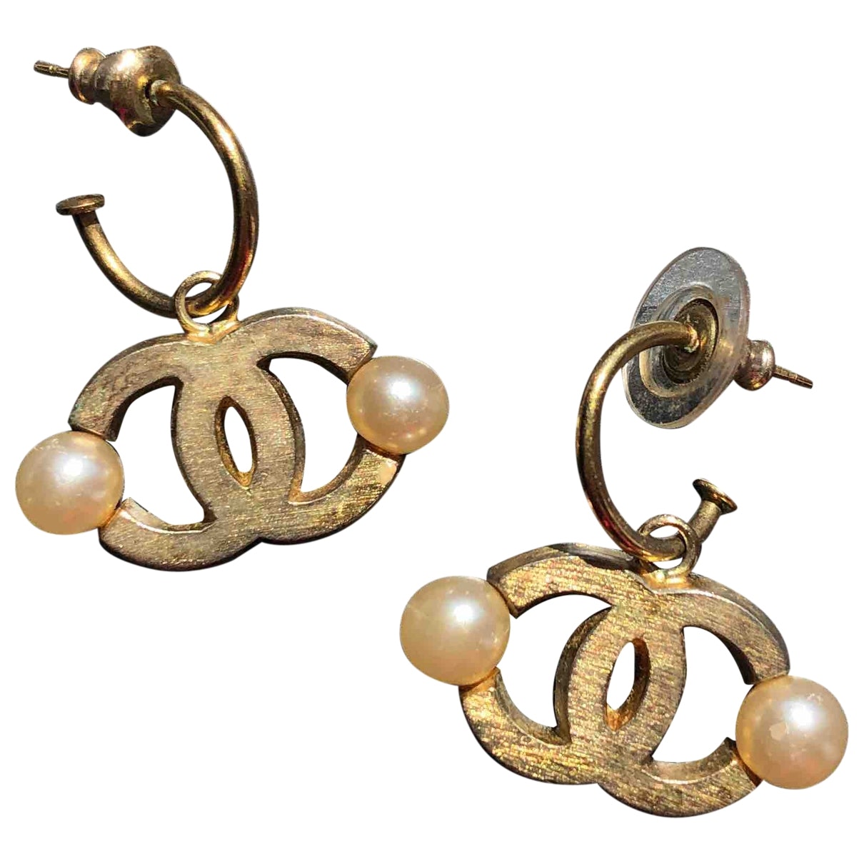 Chanel CC Gold Metal Earrings