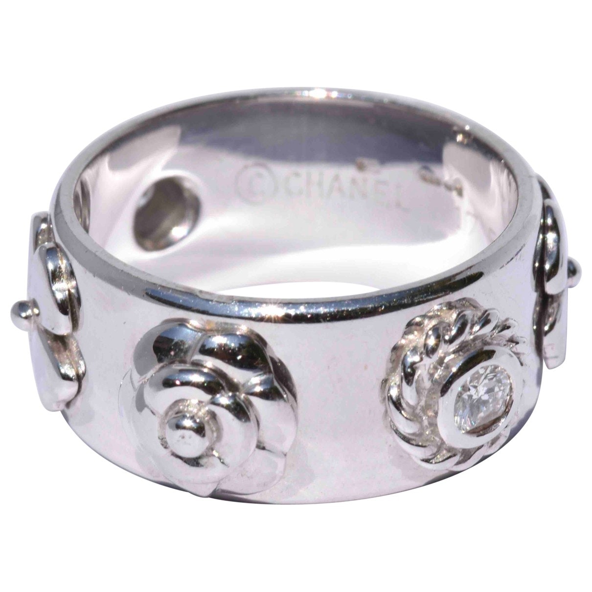 Chanel Camélia Silver White Gold Rings