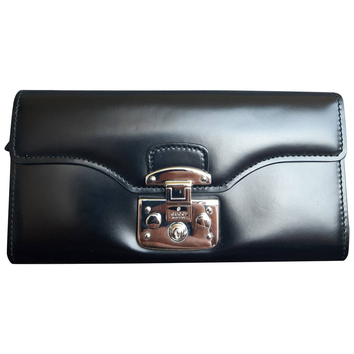Gucci black leather clutch bag