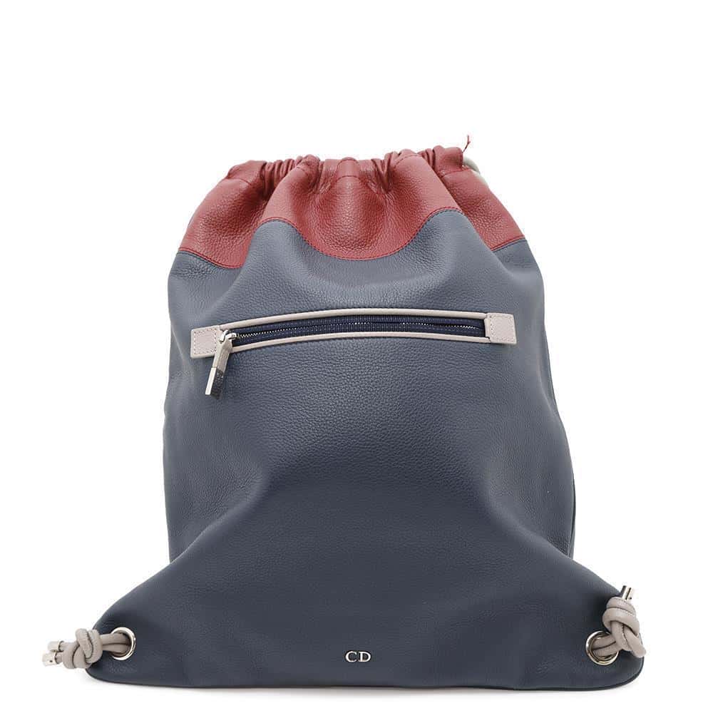 Dior Homme Backpack Navy Handbag Leather Red