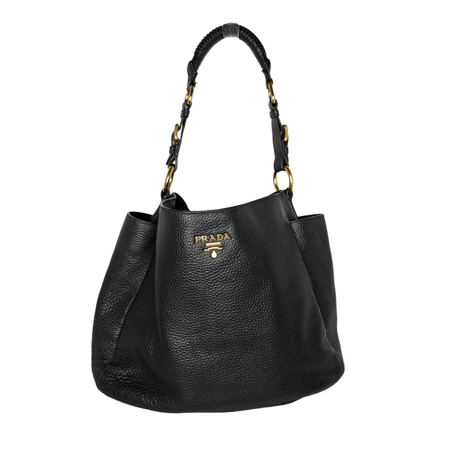 Prada Daino Side Pocket Hobo Vitello Shoulder Bag