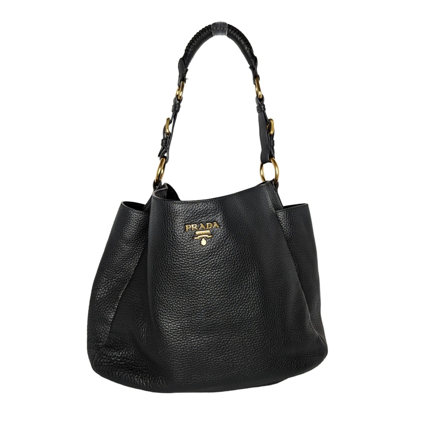 Prada Daino Side Pocket Hobo Vitello Shoulder Bag
