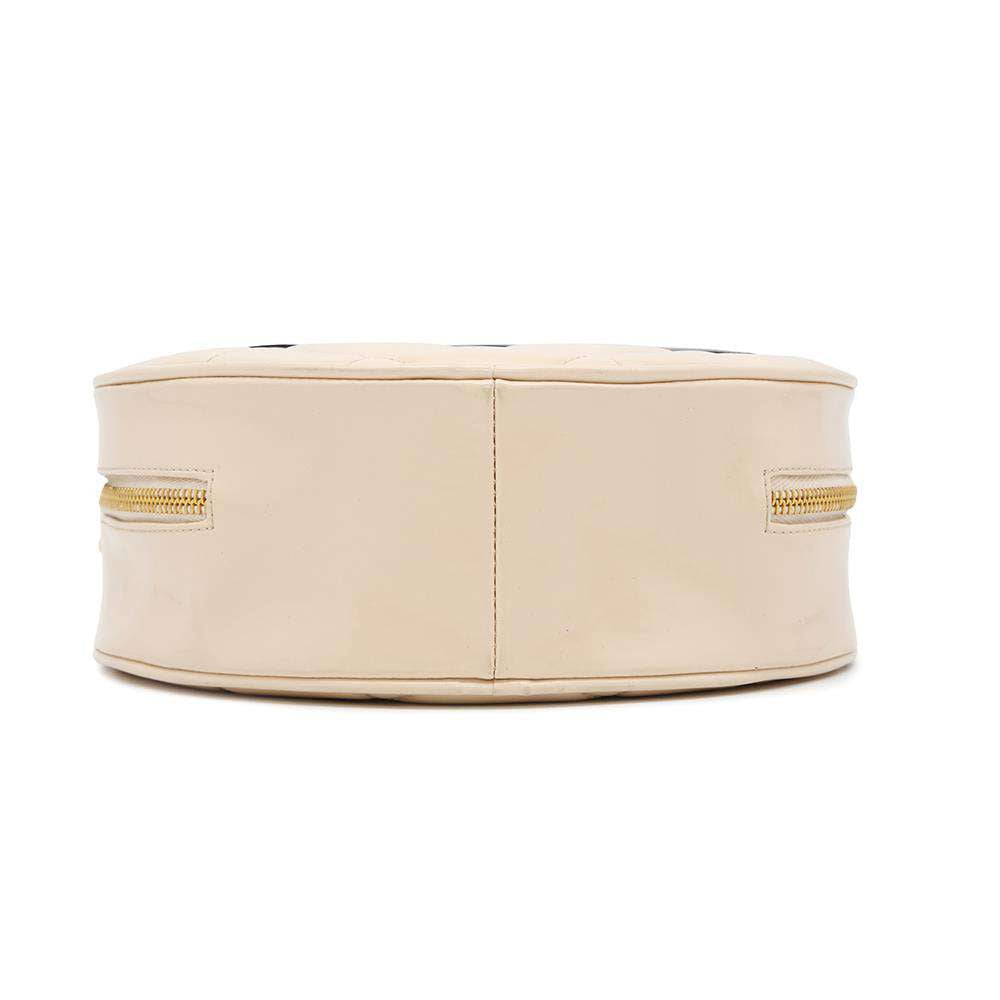 Chanel Round Vanity Patent Beige Leather Handbag