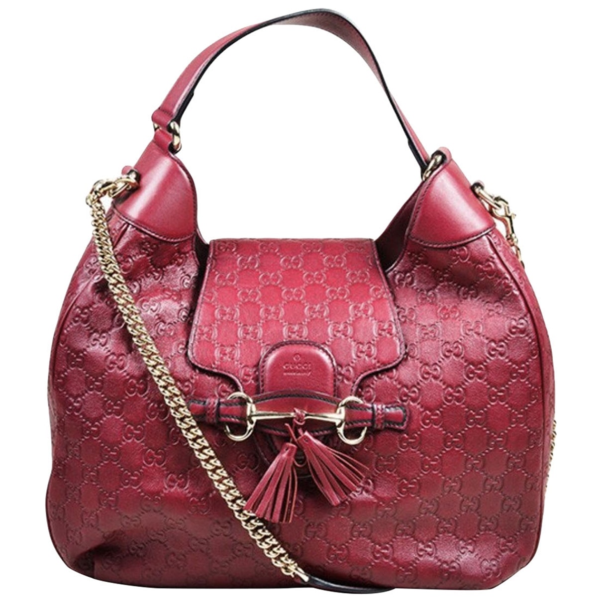 Gucci emily burgundy leather handbag