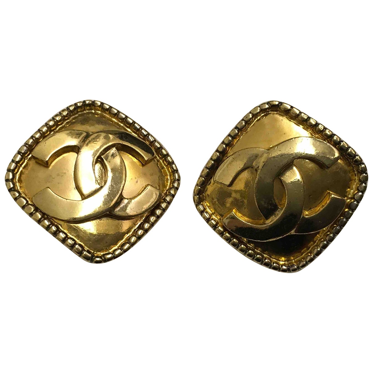 Chanel CC Gold Metal Earrings