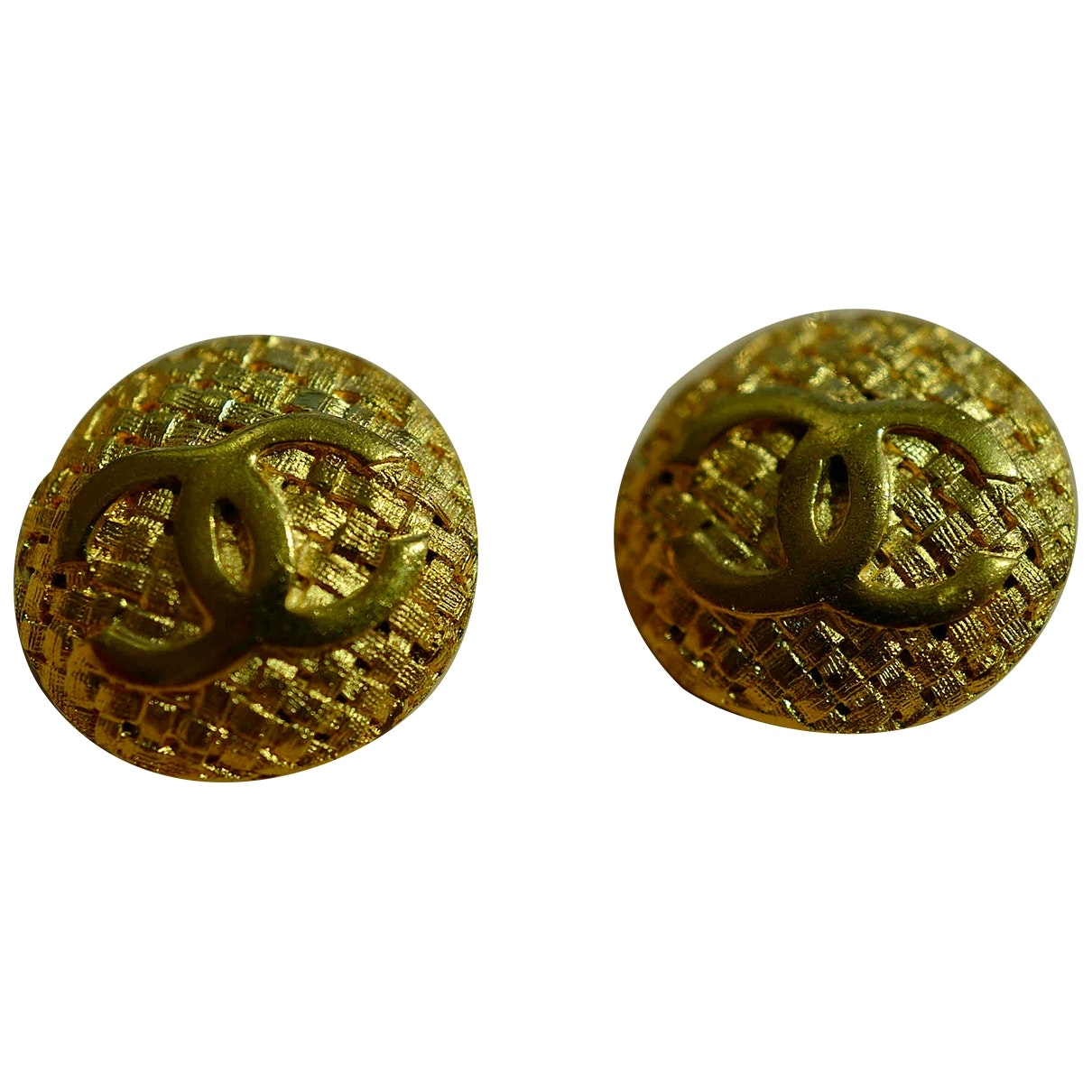 Chanel CC Gold Metal Earrings