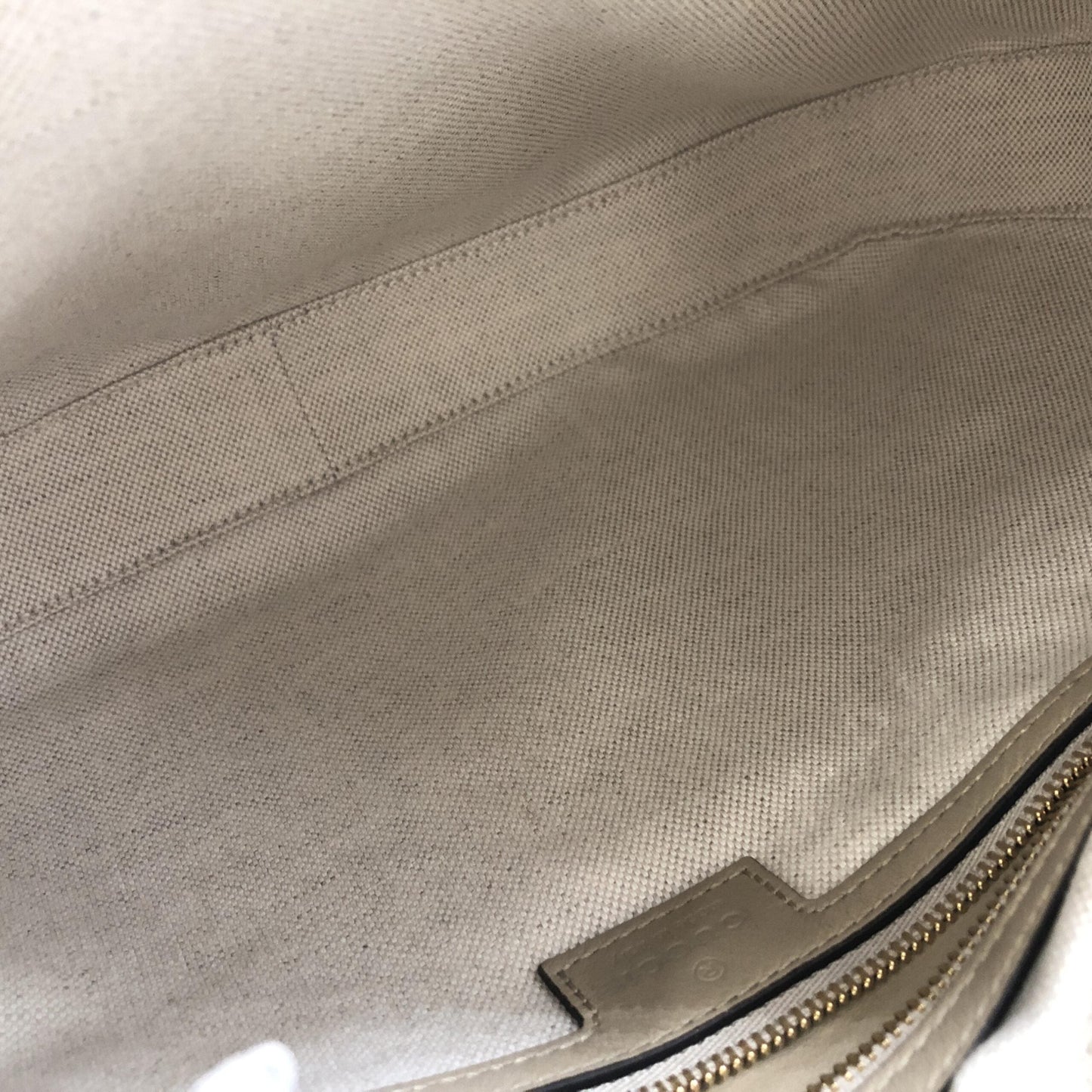 Gucci Gucci Aria Calfskin Web Large Attache Shoulder Bag Women's Beige