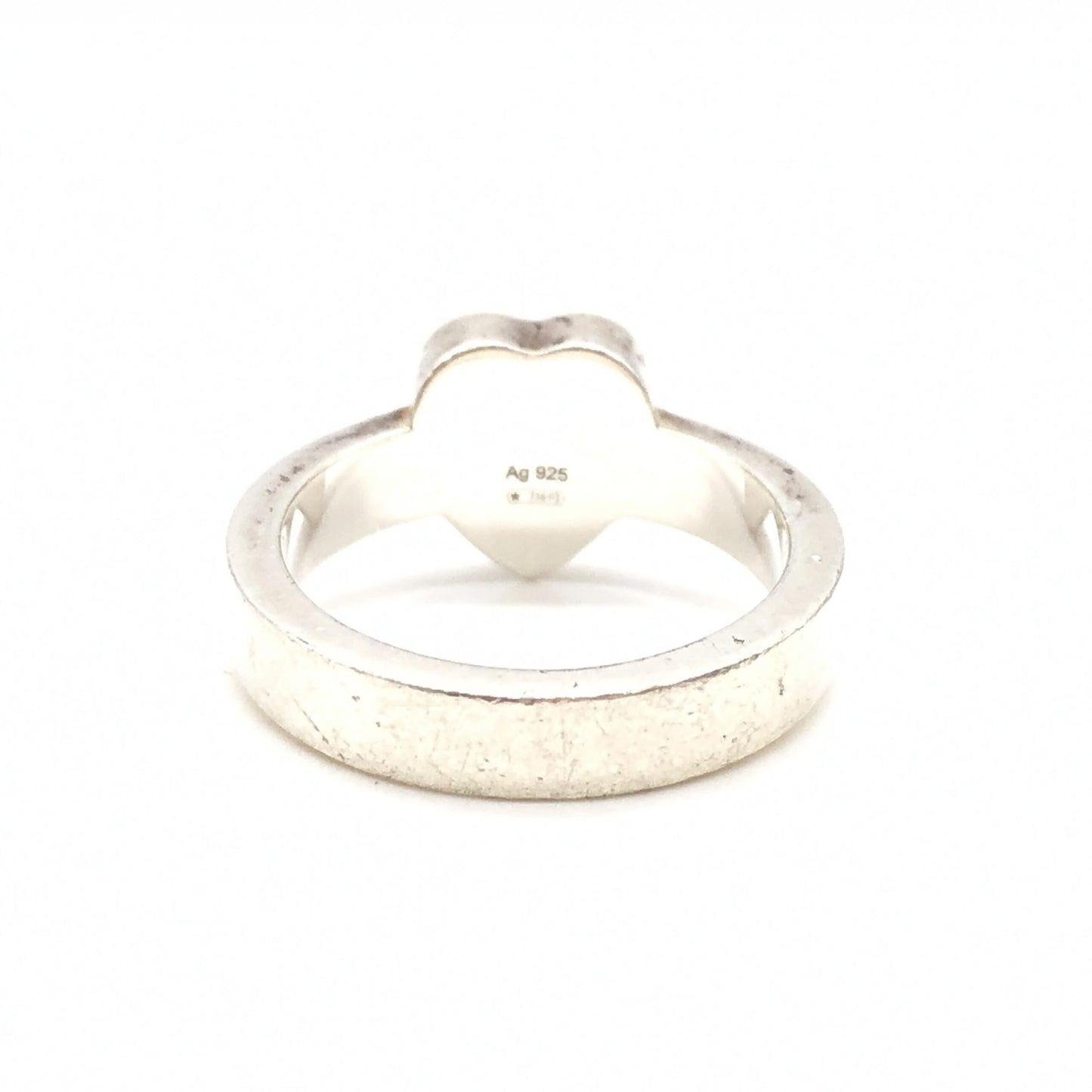 Gucci Sterling Silver Heart Trademark Ring, US Size Women's 5.5