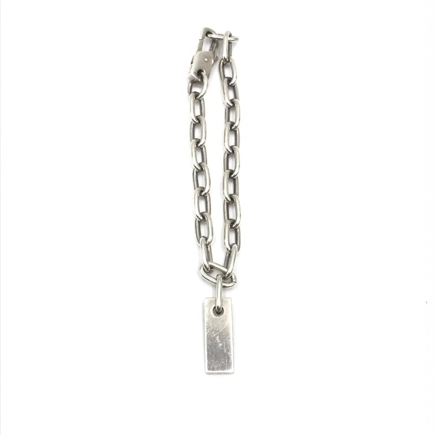 Gucci Sterling Silver Logo Plate Chain Women's Bracelet