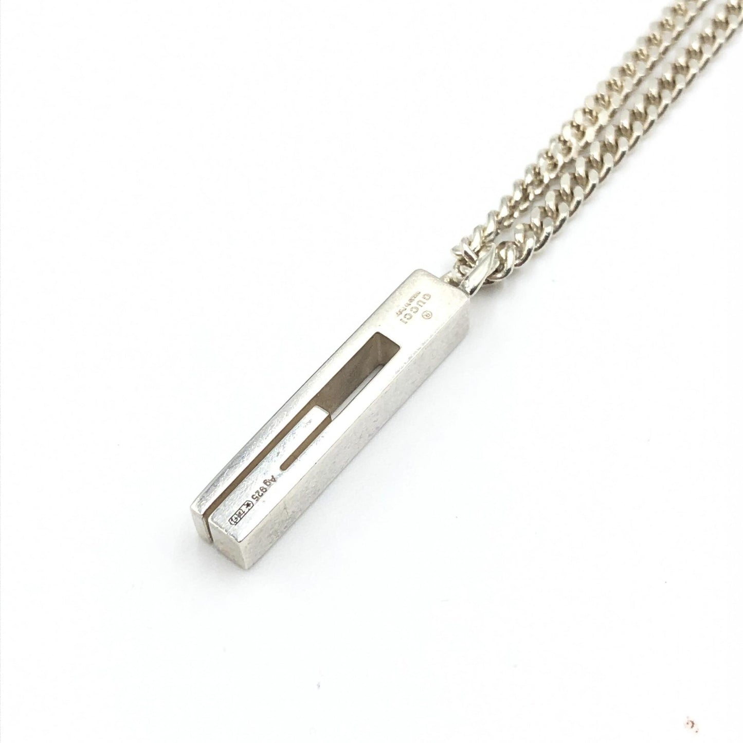 Gucci Sterling Silver G Bar Pendant Women's Necklace