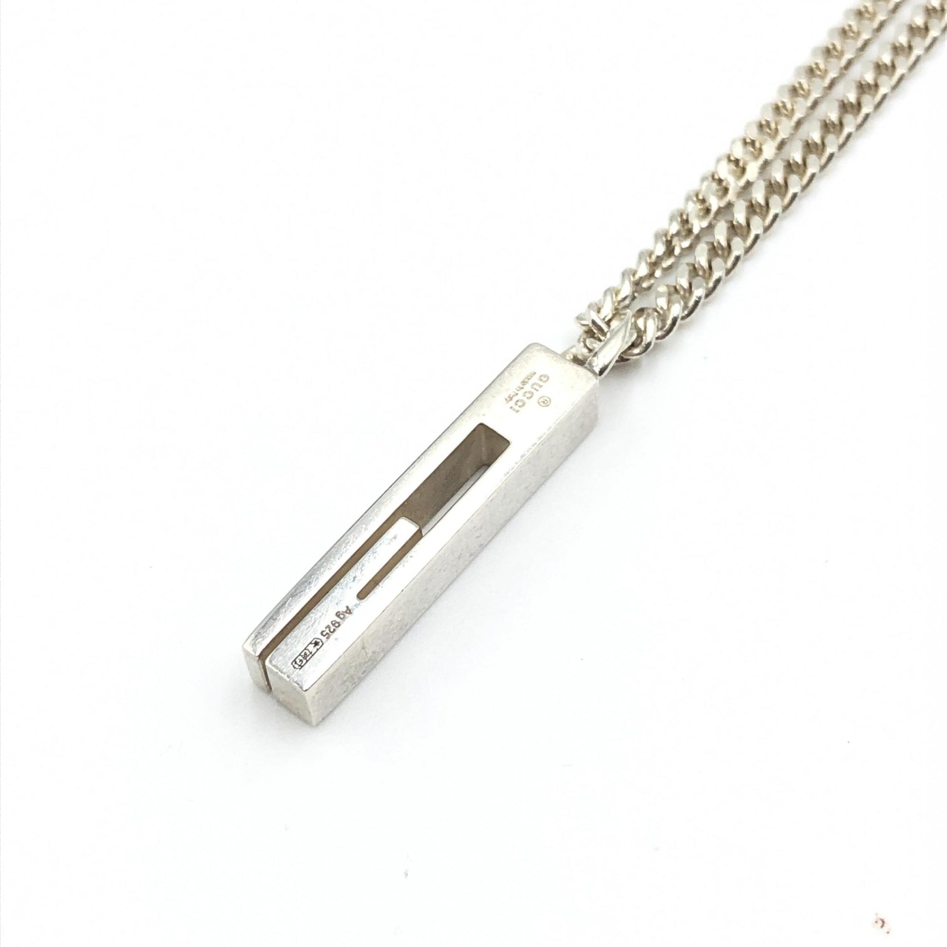 Gucci Sterling Silver G Bar Pendant Women's Necklace
