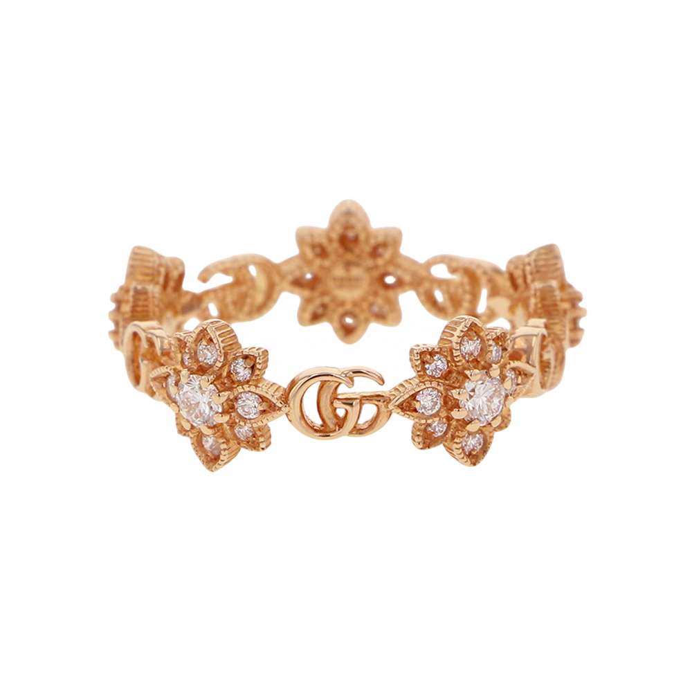 GUCCI ?Flora Ring Size #11 18K Yellow Gold