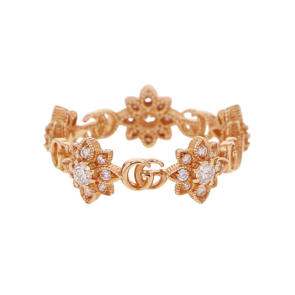 GUCCI ?Flora Ring Size #11 18K Yellow Gold