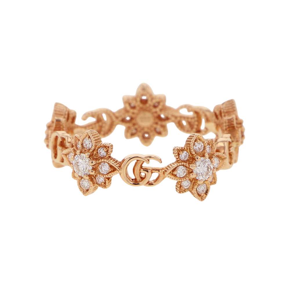 GUCCI ?Flora Ring Size 12 18K Pink Gold