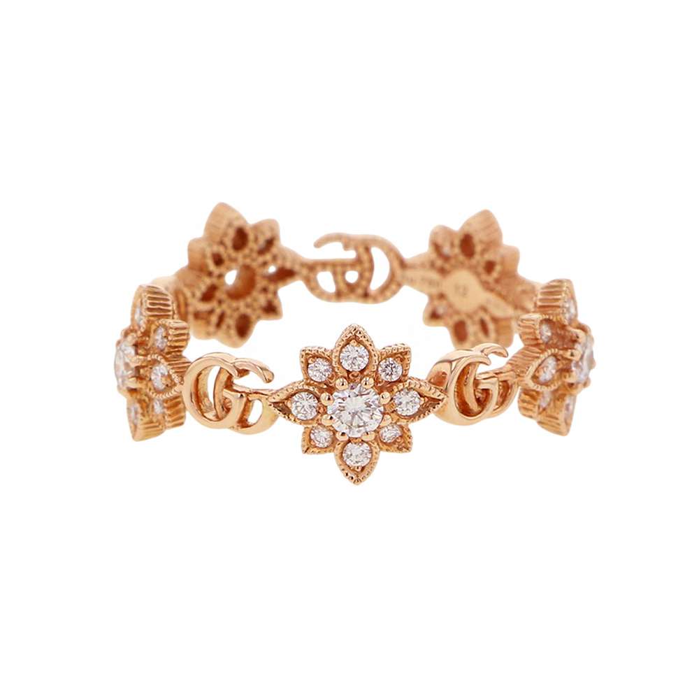 GUCCI ?Flora Ring Size 12 18K Pink Gold