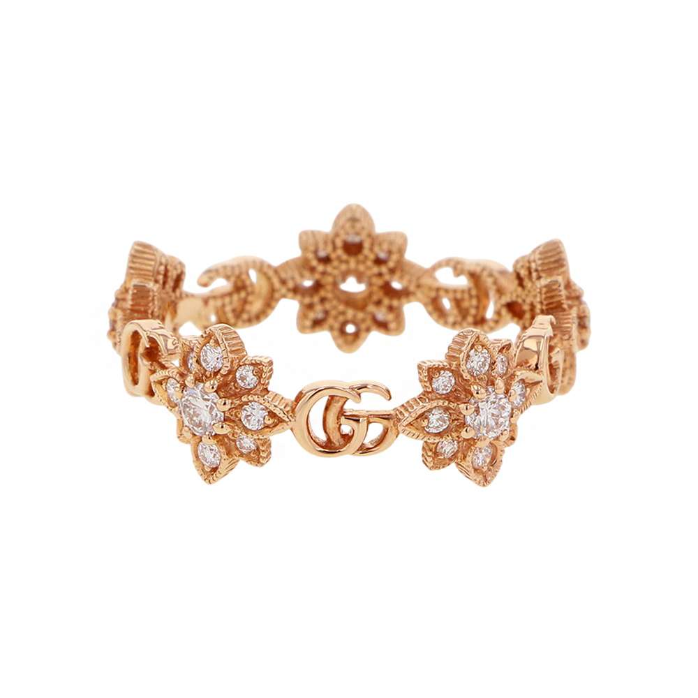 GUCCI ?Flora Ring Size 12 18K Pink Gold