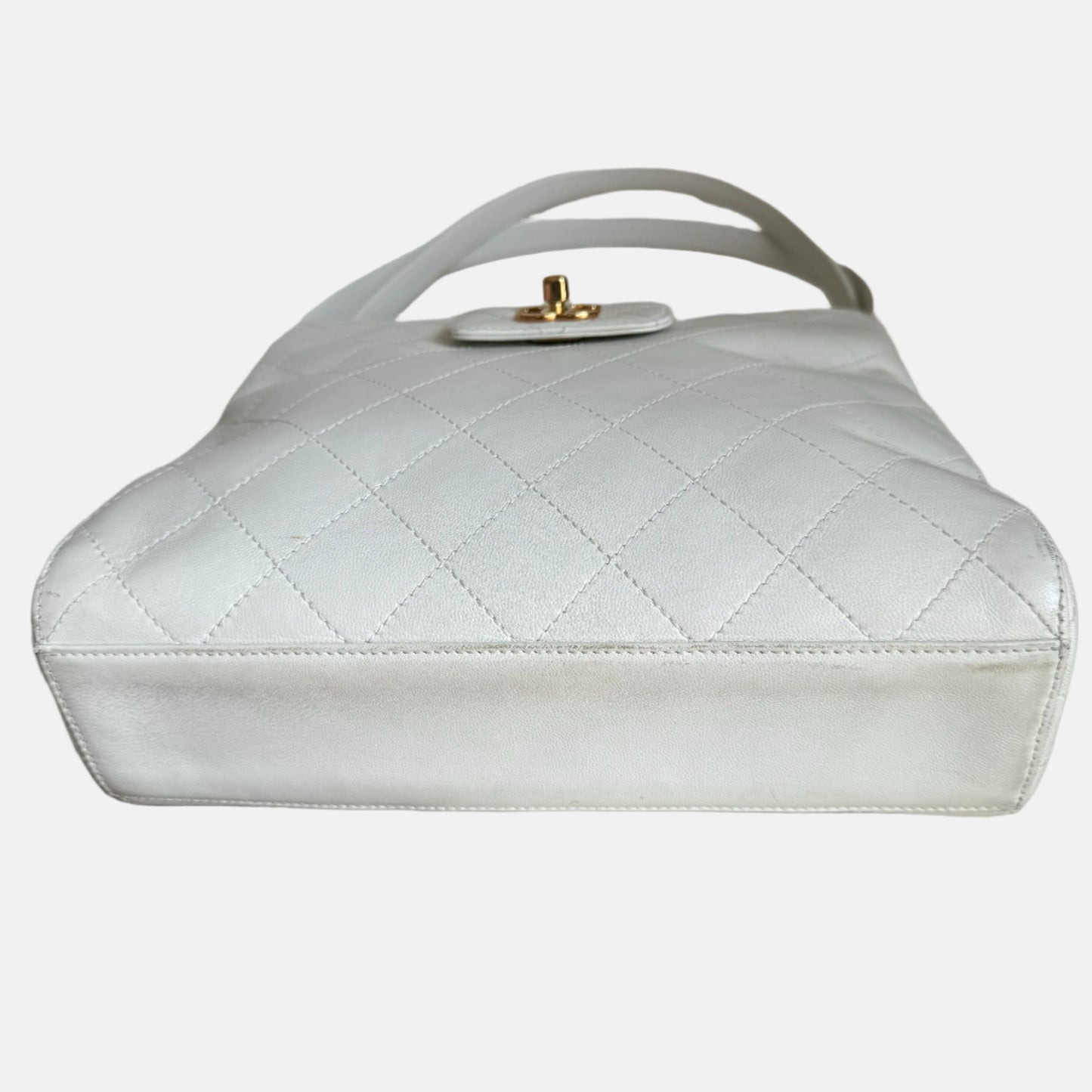 Chanel Kelly Top Handle White Leather Handbag