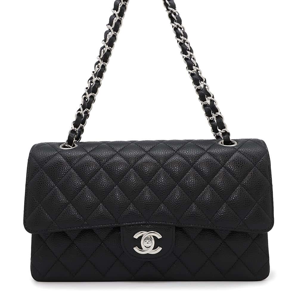 Chanel Matelasse W flap WChainShoulder BlackA01112 Caviar Leather Shoulder Bag