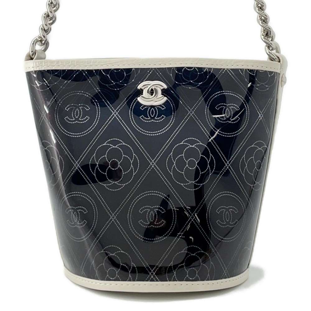 Chanel CC Logo Camellia Plastics Bucket WhiteA57636 Black Leather Bucket Bag