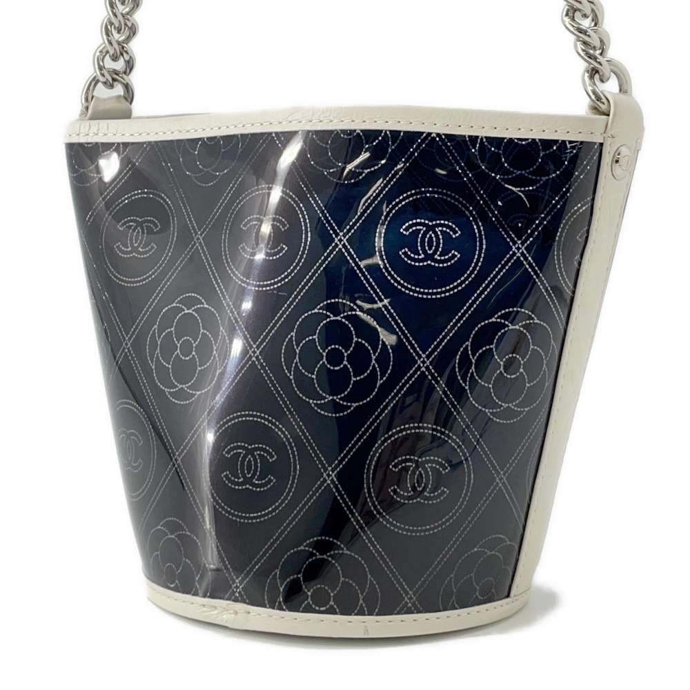 Chanel CC Logo Camellia Plastics Bucket WhiteA57636 Black Leather Bucket Bag
