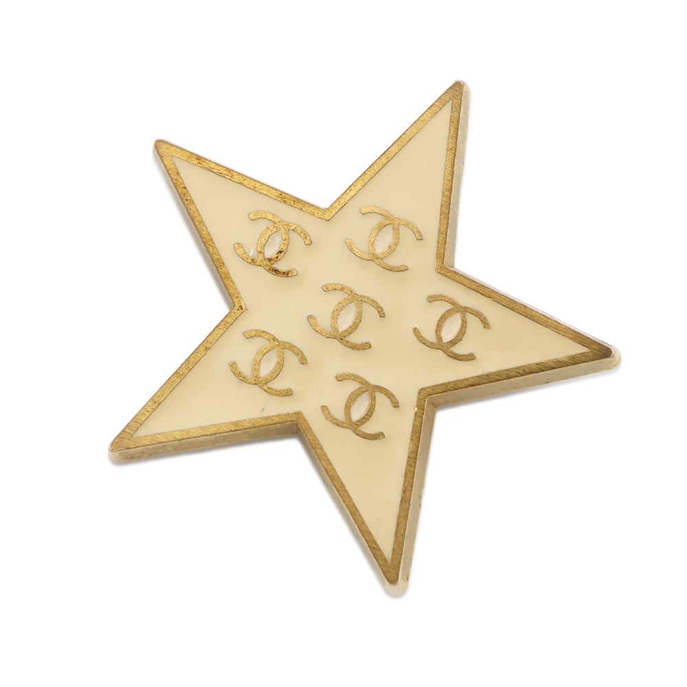 Chanel Star motif brooch Gold Beige Handbag