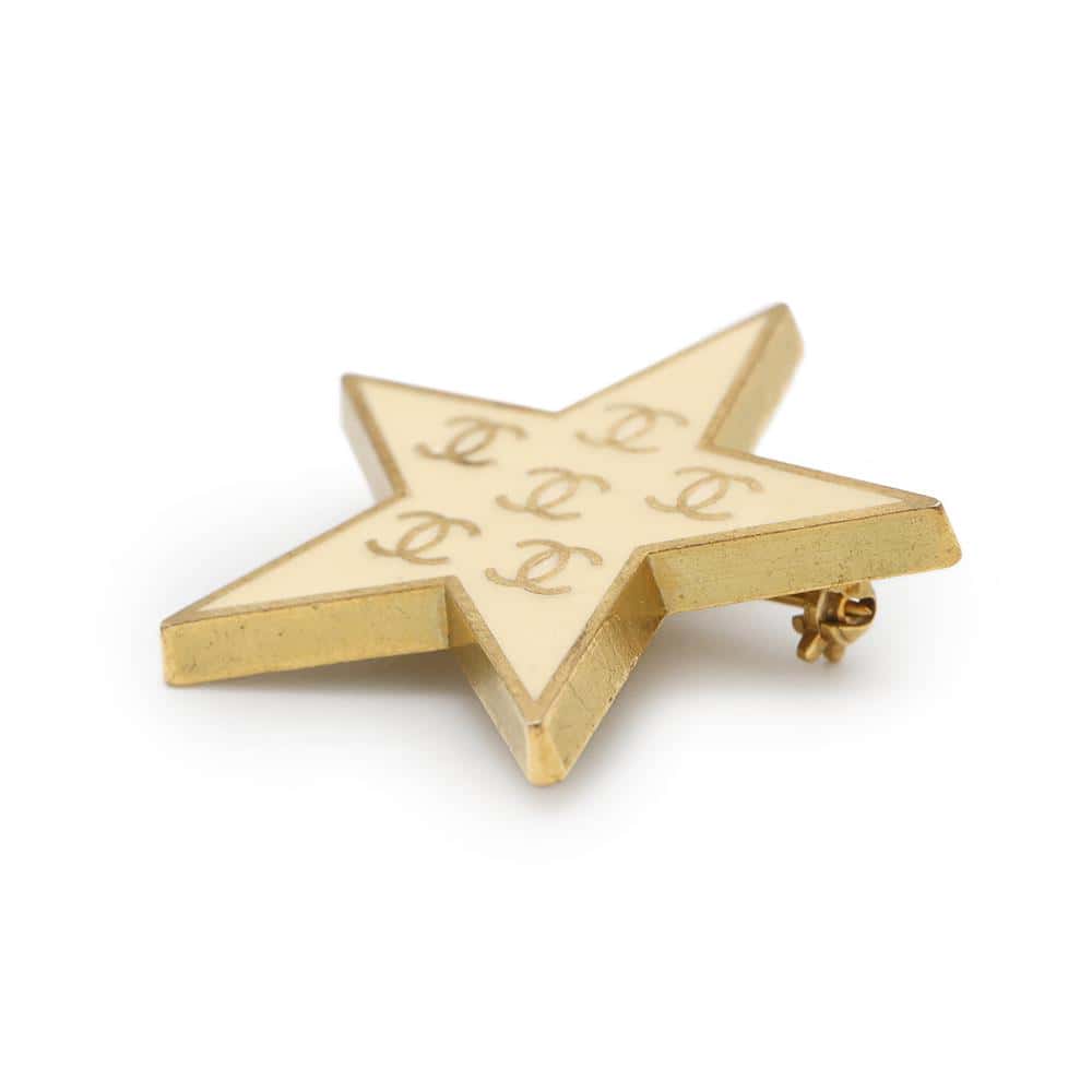 Chanel Star motif brooch Gold Beige Handbag