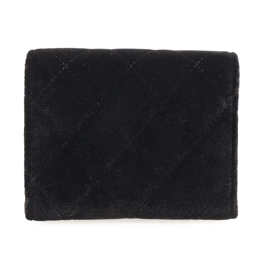 Chanel Matelasse Coin purse Velour Rhinestone Black Wallet Case