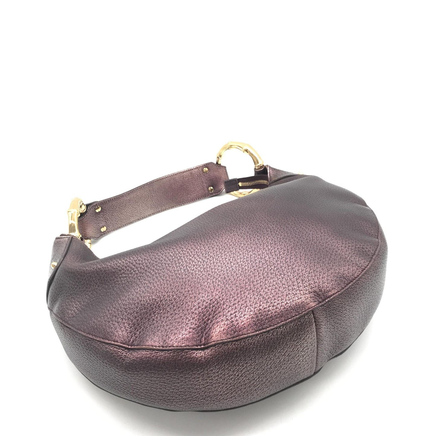 Gucci Metallic Leather Bamboo Ring Hobo Women's Bag